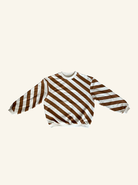 Oversized sweater brown stripe Navy Natural