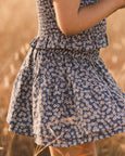 Tiered mini skirt blue floral Rylee & Cru